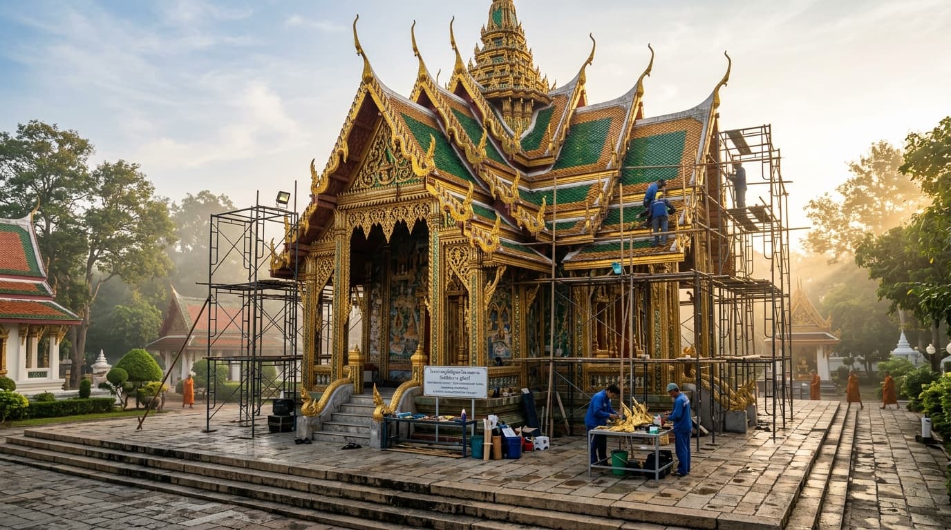 วัดจำปากำลังอยู่ระหว่างการบูรณะและจัดสร้าง